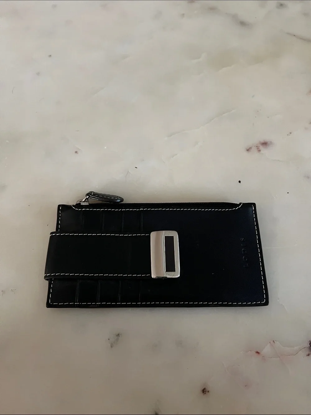 Lodis Black Leather Key & Card Holder with Silver Buckle